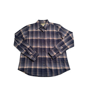 Rustic Ridge Flannel Shirt Womens Sz Large Blue Plaid Button Front Long Sleeves